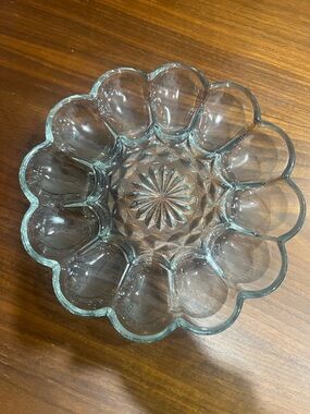Vintage Glass Scalloped Deviled Egg Tray